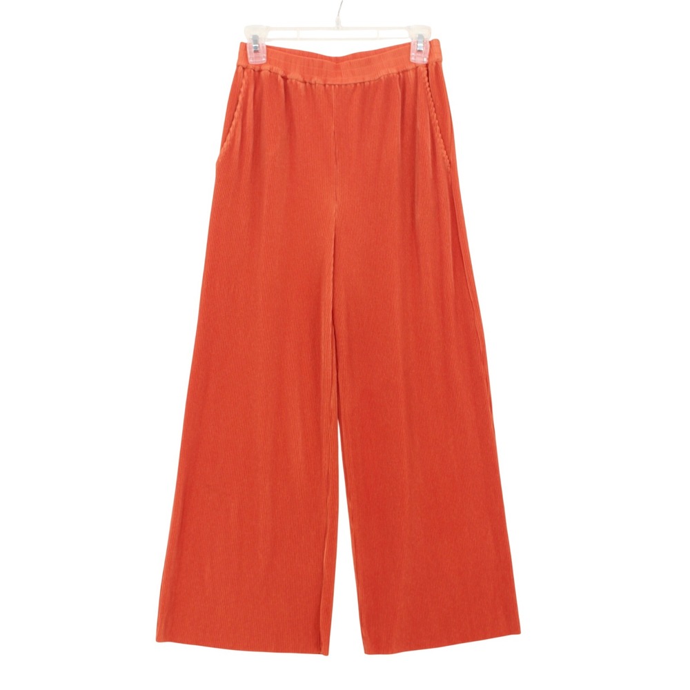 & Other‎ Stories Paris Atelier Plisse Pants Womens Size Orange Wide Leg Pleated